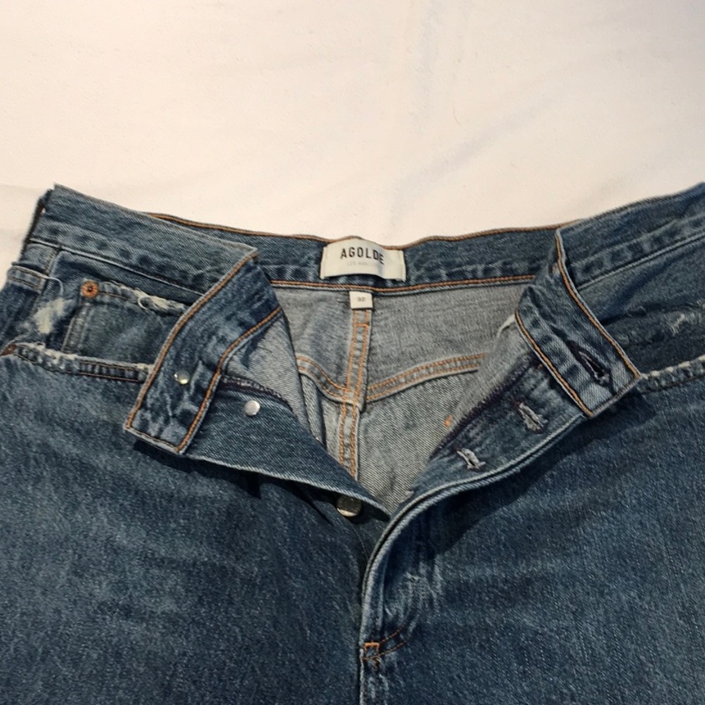 AGOLDE Indigo Riley Crop Jeans Straight High-Rise - Picture 11 of 14